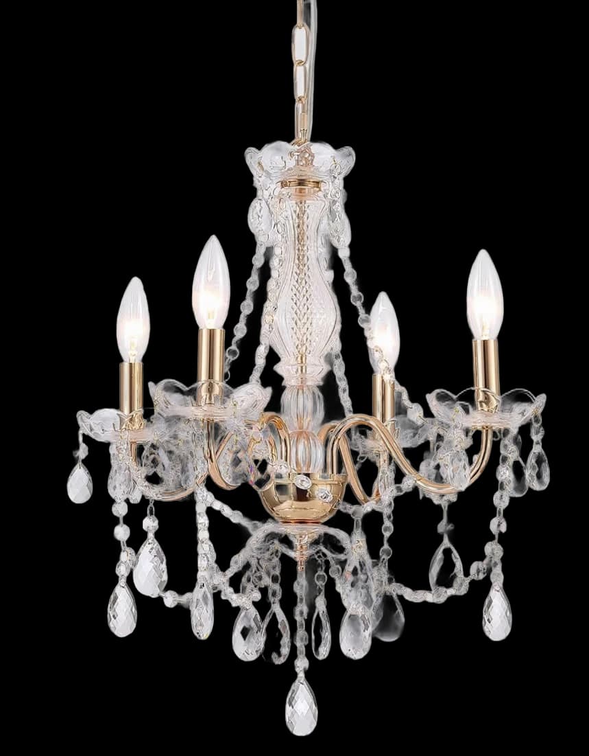 Chandelier 4 Arms Gold for rent in Houston TX - Star Event Rental