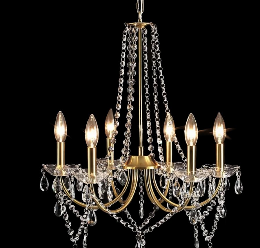 Chandelier Gold 6 Arms for rent in Houston TX - Star Event Rental