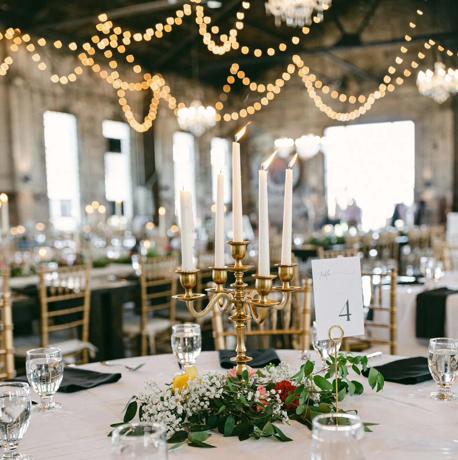 Gold Candelabra Centerpieces - Star Event Rental Houston TX