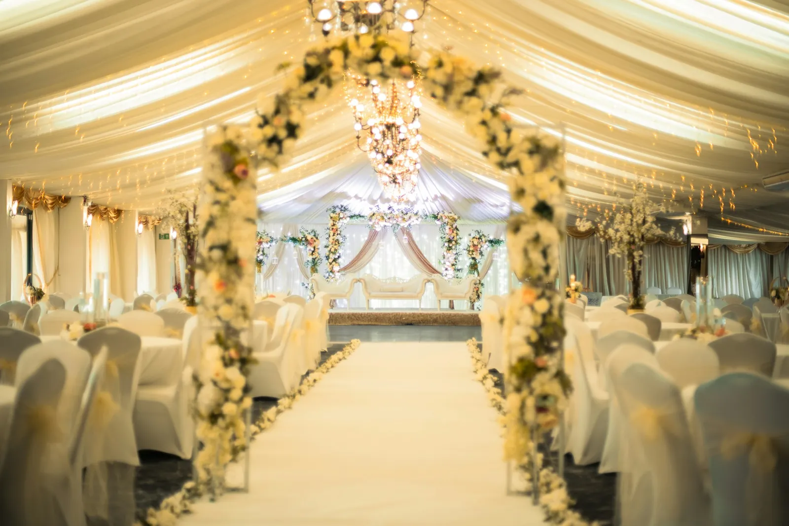 Floral Aisle Under the Tent - Star Event Rental Houston TX