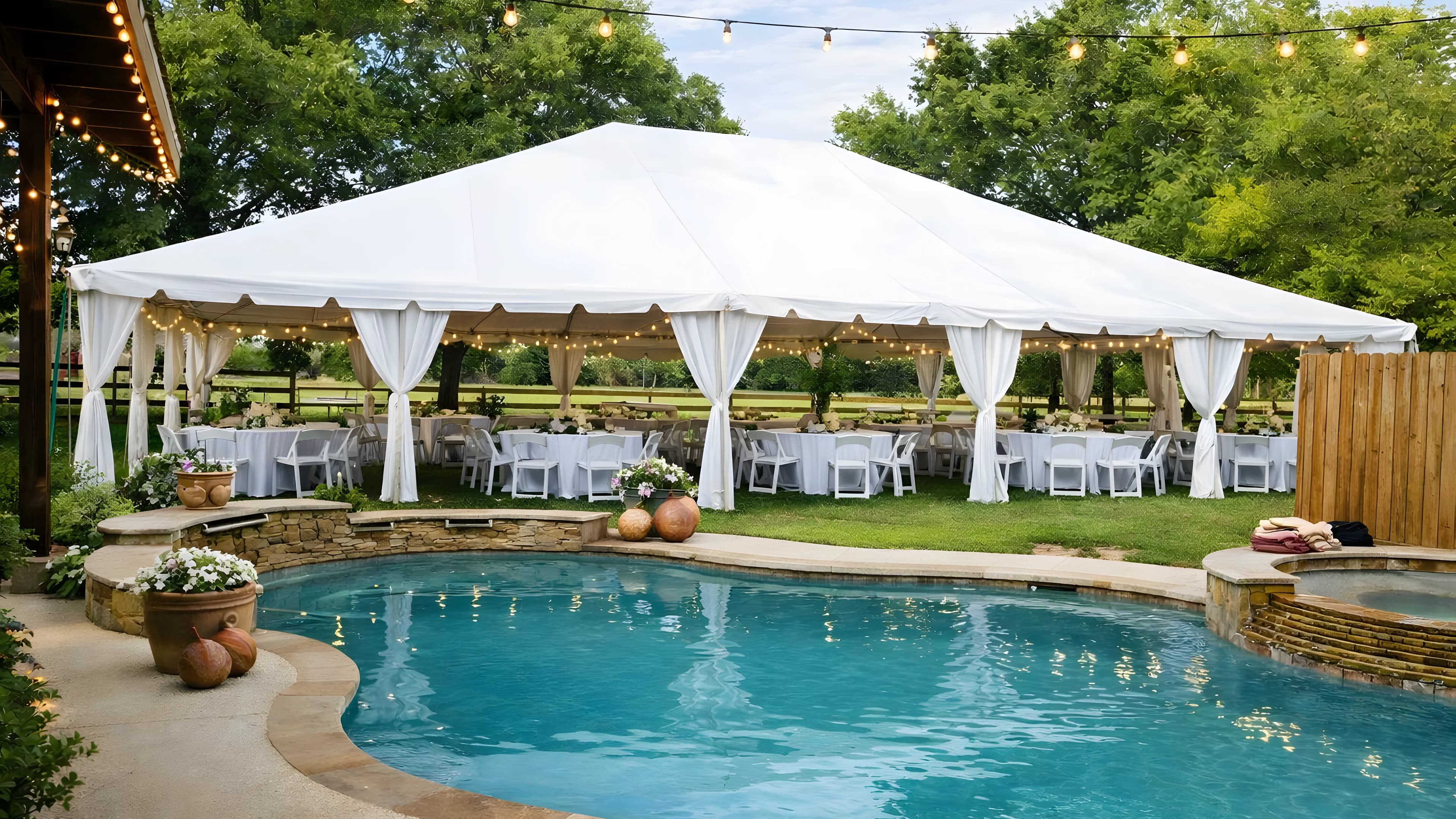 Poolside Tent Reception - Star Event Rental Houston TX